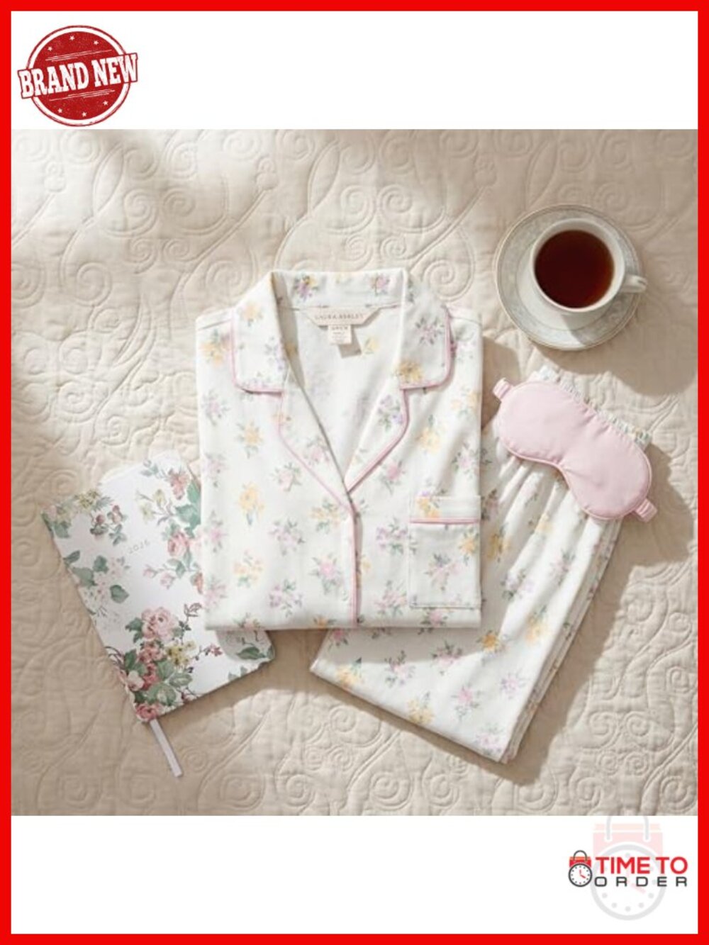 Women's Cotton Blend Notch Collar Button Down Pajama Set 2 Piece - Picture 2 of 6